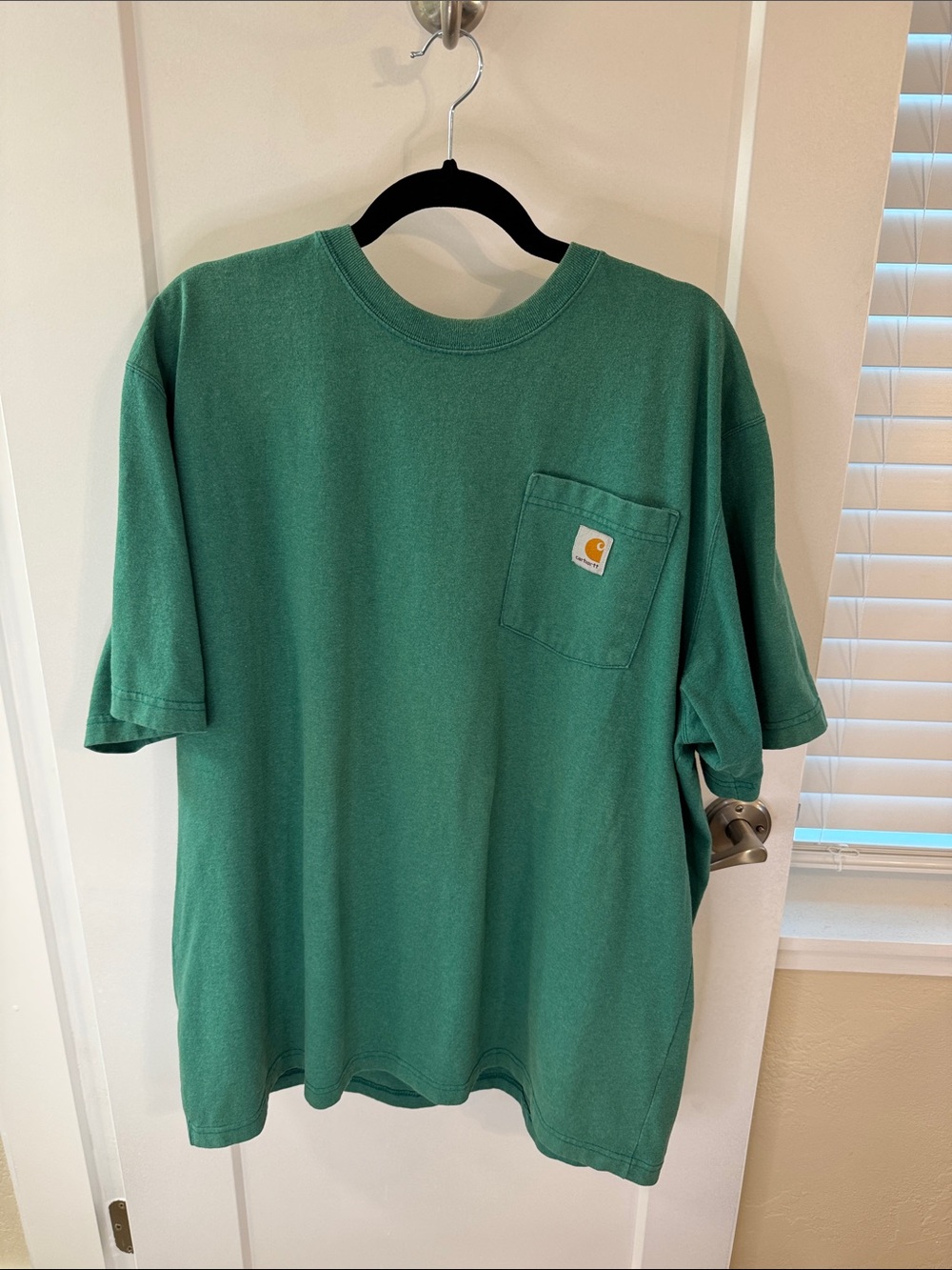 Carhartt Logo Relaxed Fit Pocket Tee Washed Green Cotton Short Sleeve Work Shirt